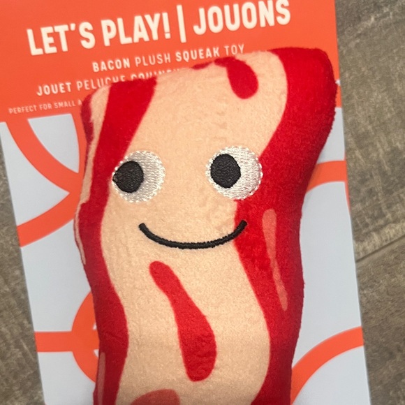 Red Bacon Plush Squeaky Dog Toy - Picture 5 of 6